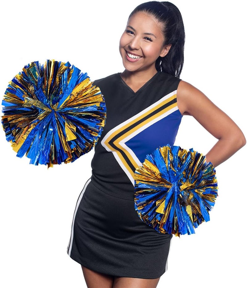 Anderson's Metallic Blue & Gold Foil Baton School Spirit Shakers, Cheerleader Pom Poms, Football, Basketball, Homecoming Squad, Team, Party, Dance, Club, Performance, Fan Celebration Pack of 2 - Image 4